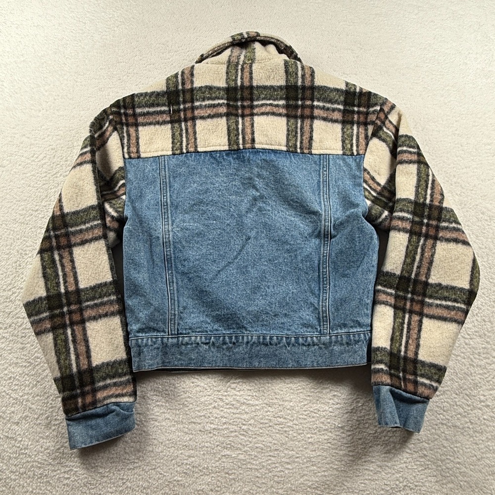 Vintage Havana Denim and Plaid Jacket‎ Womens Medium Blue Denim Button Front - Picture 2 of 6